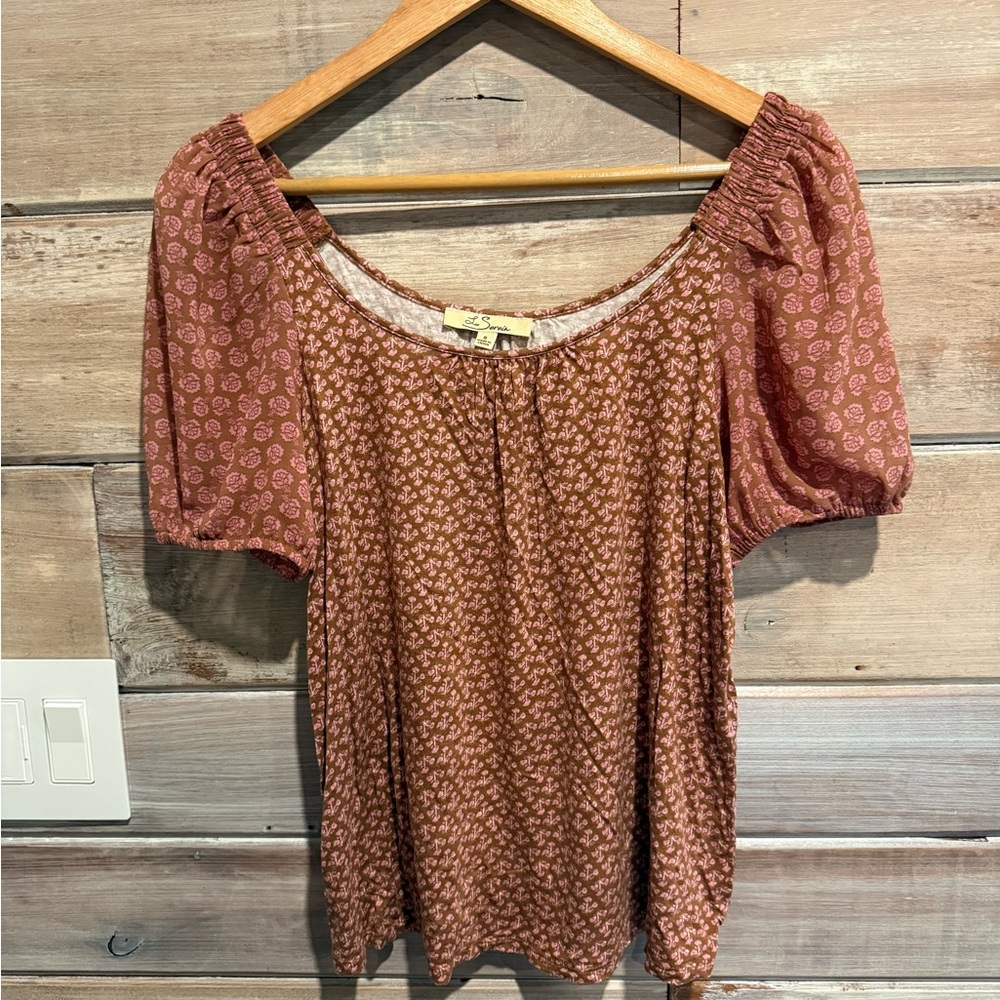 Les Serein Alamos Puff Sleeve Blouse in Dark Pink Size Small